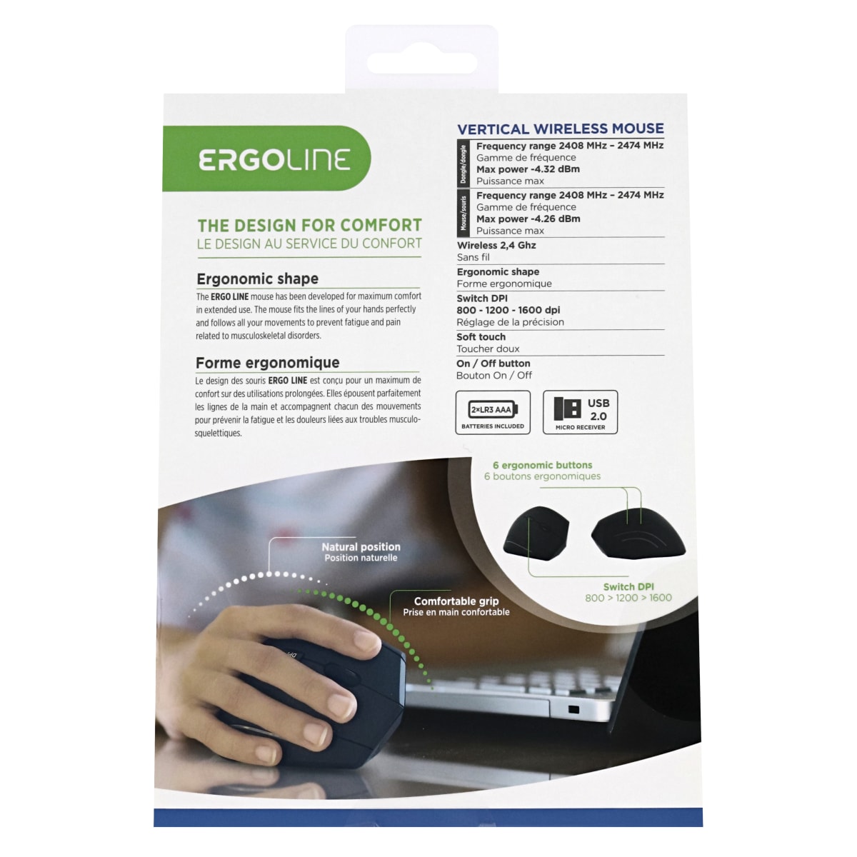 Souris ergonomique sans fil ErgoSupply SR150 - Souris d'ordinateur