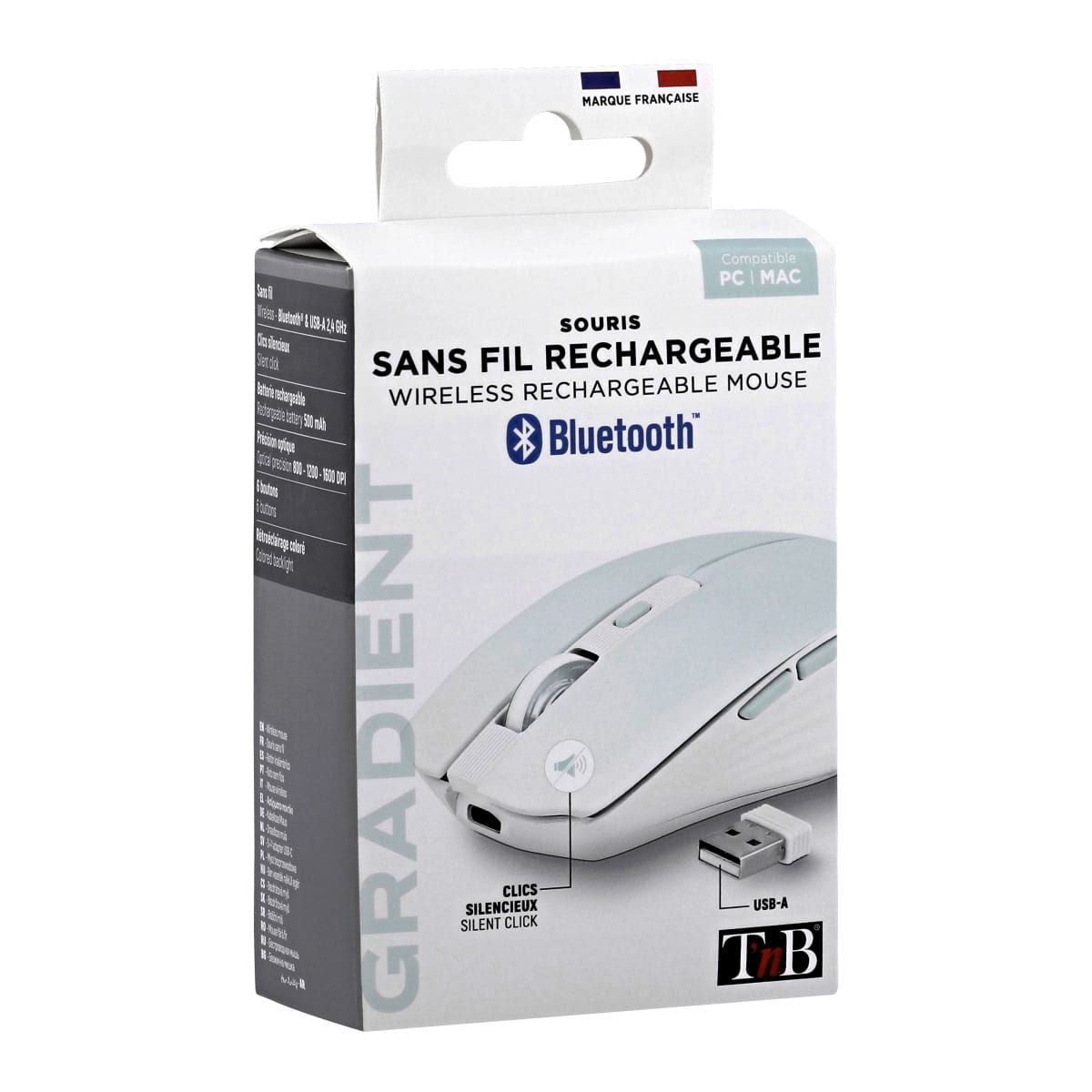 Souris sans fil ergonomique verticale rechargeable double connexion  Bluetooth + USB-A - T'nB