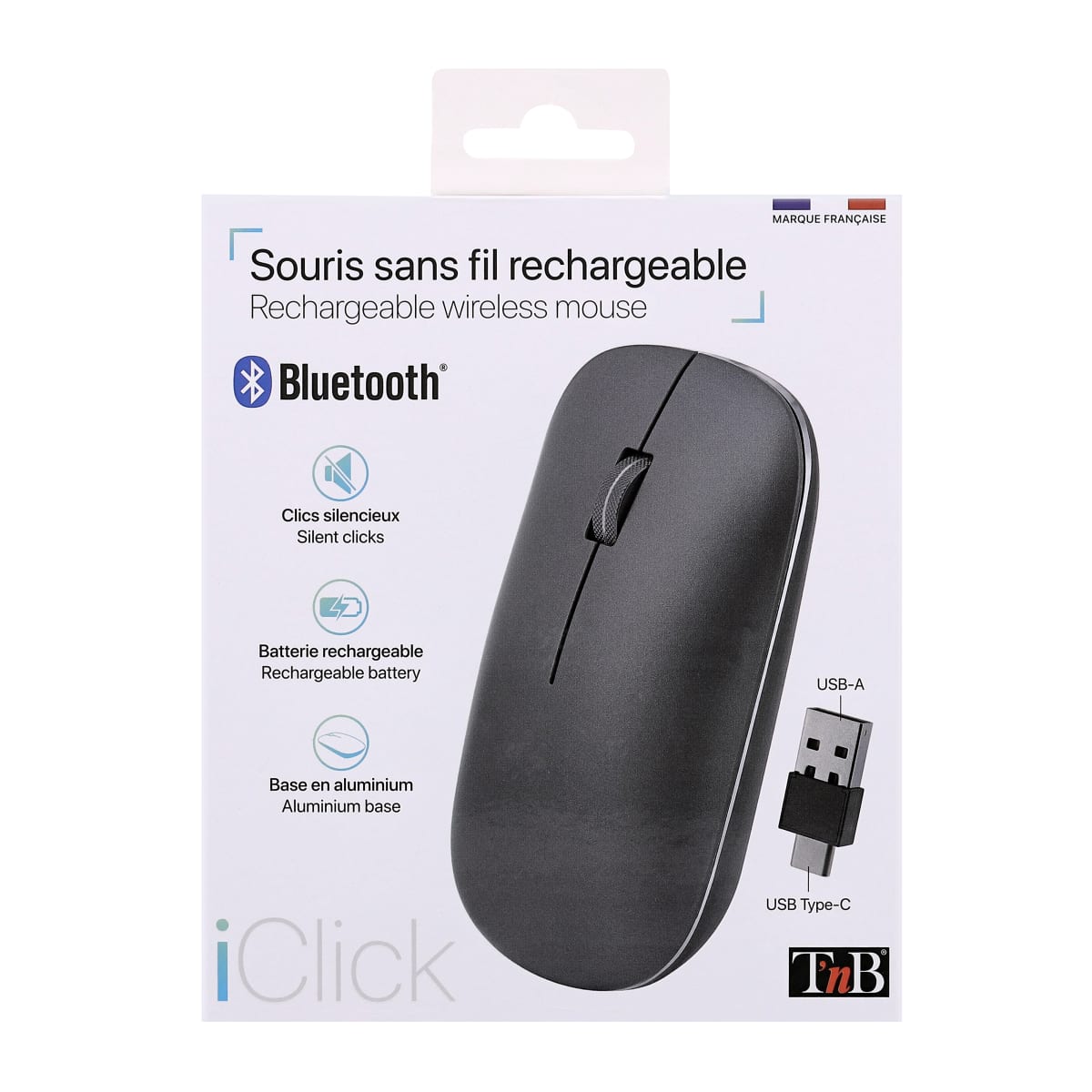 SOURIS SANS FIL TNB POKET NOIR-COMPARTIMENT DONGLE DANS LA SOURIS