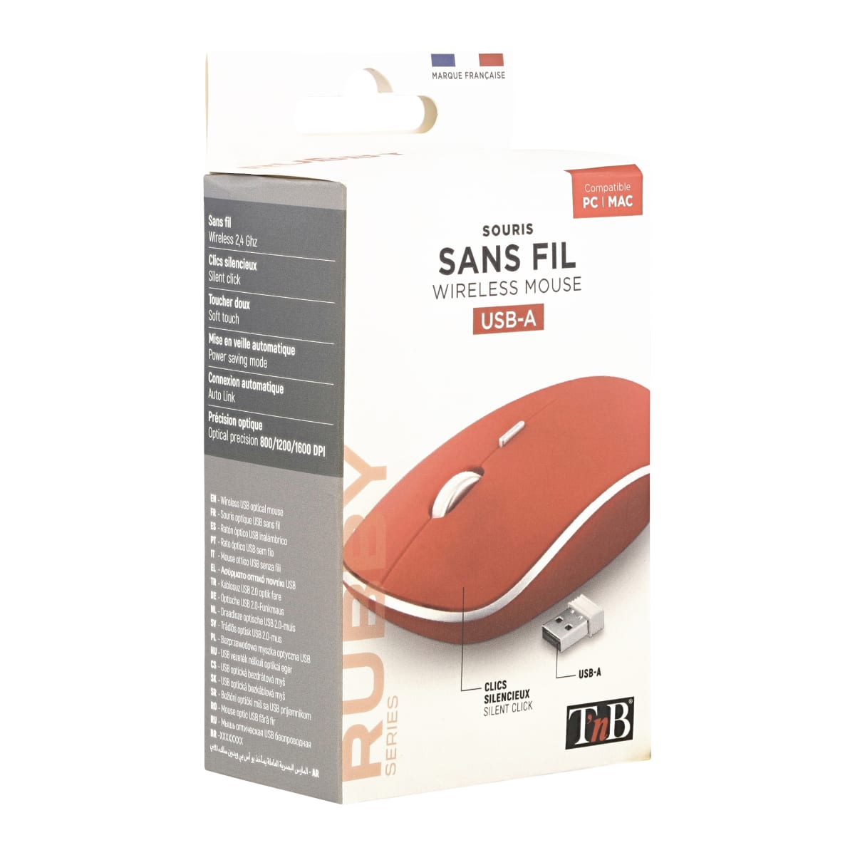 Souris sans fil silent click RUBBY blanche - T'nB