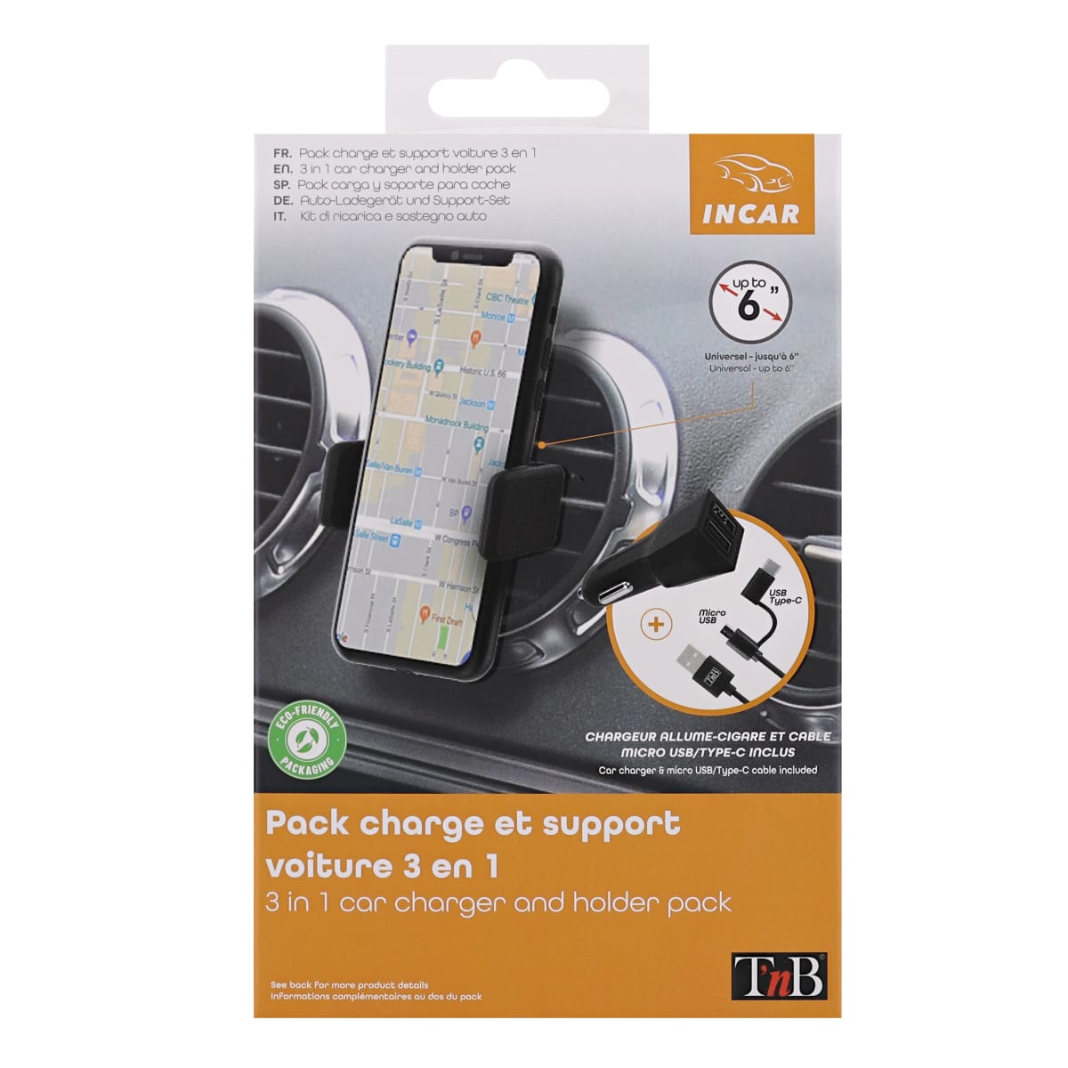 Pack 2-en-1 Support Voiture + Chargeur Allume Cigare Lightning