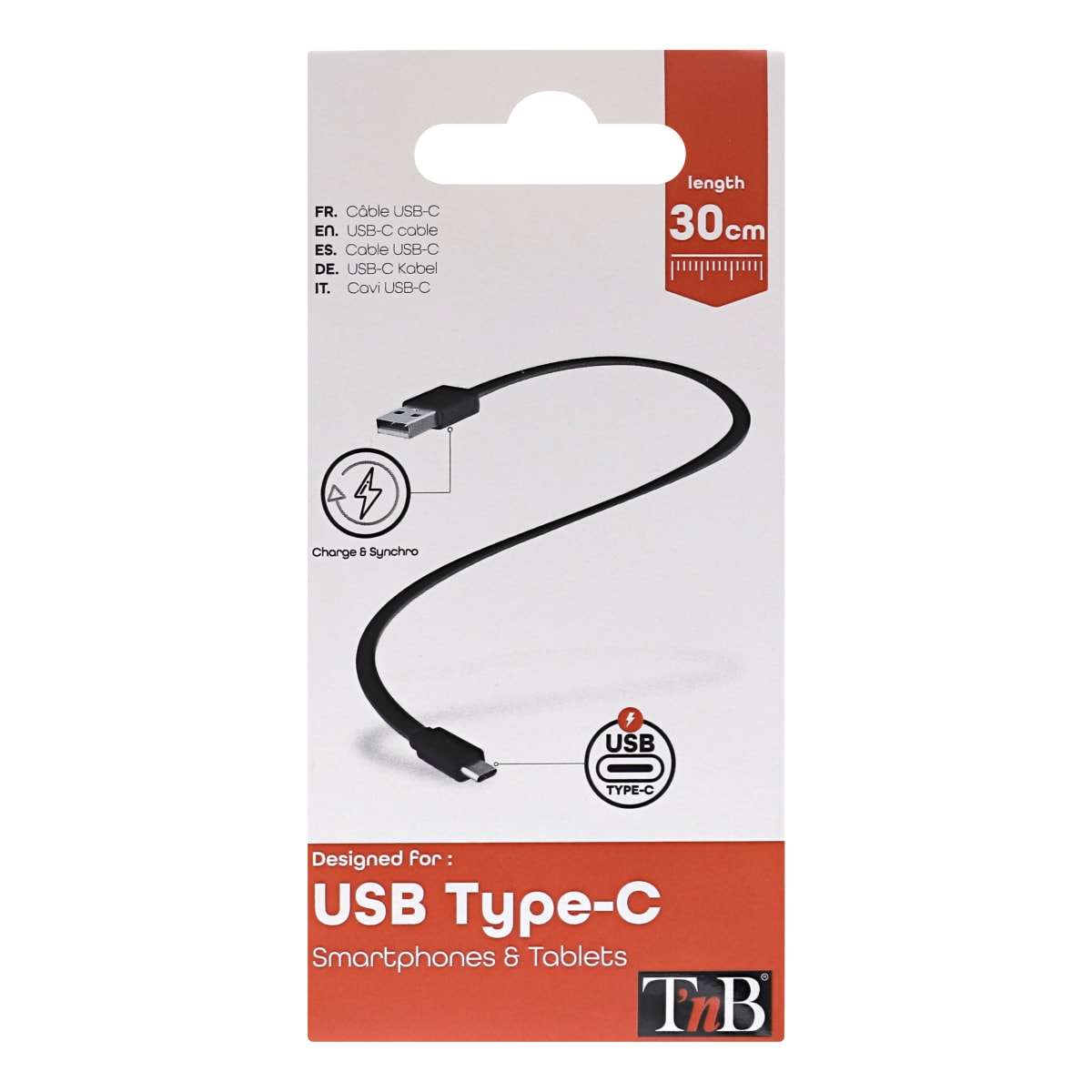 T'nB - Câble USB - USB (M) pour 24 pin USB-C (M) - 5 V - 2.4 A