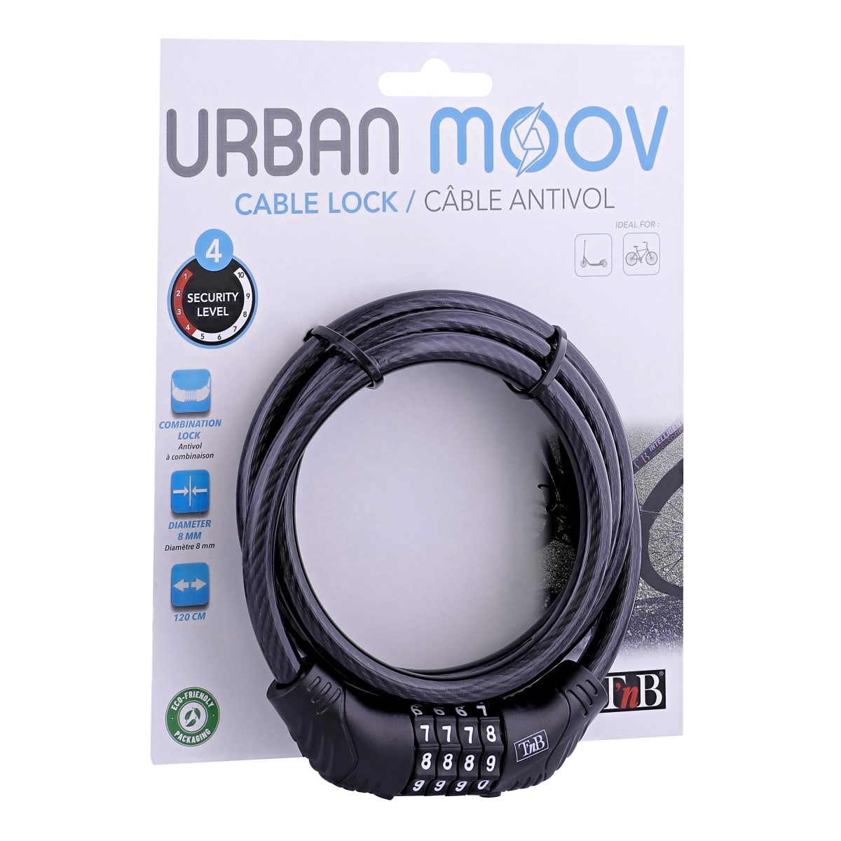 URBAN MOOV Antivol spirale à code pour vélo et trottinette pas