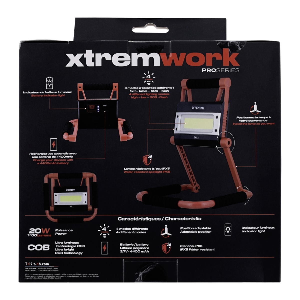 Kit chargeur et batterie pour panneau lumineux à LED - 4400 mah