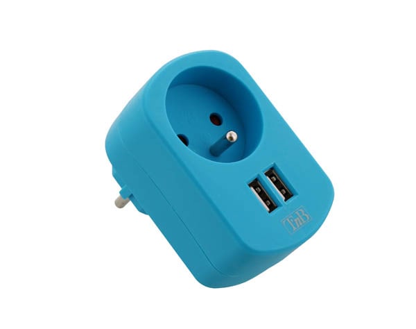 2 IN 1 USB 2A AC CHARGER-BLUE