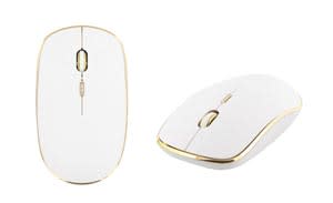 WIRELESS WHITE USB-C MOUSE AND GOLD WITH RUBBER FINISHING