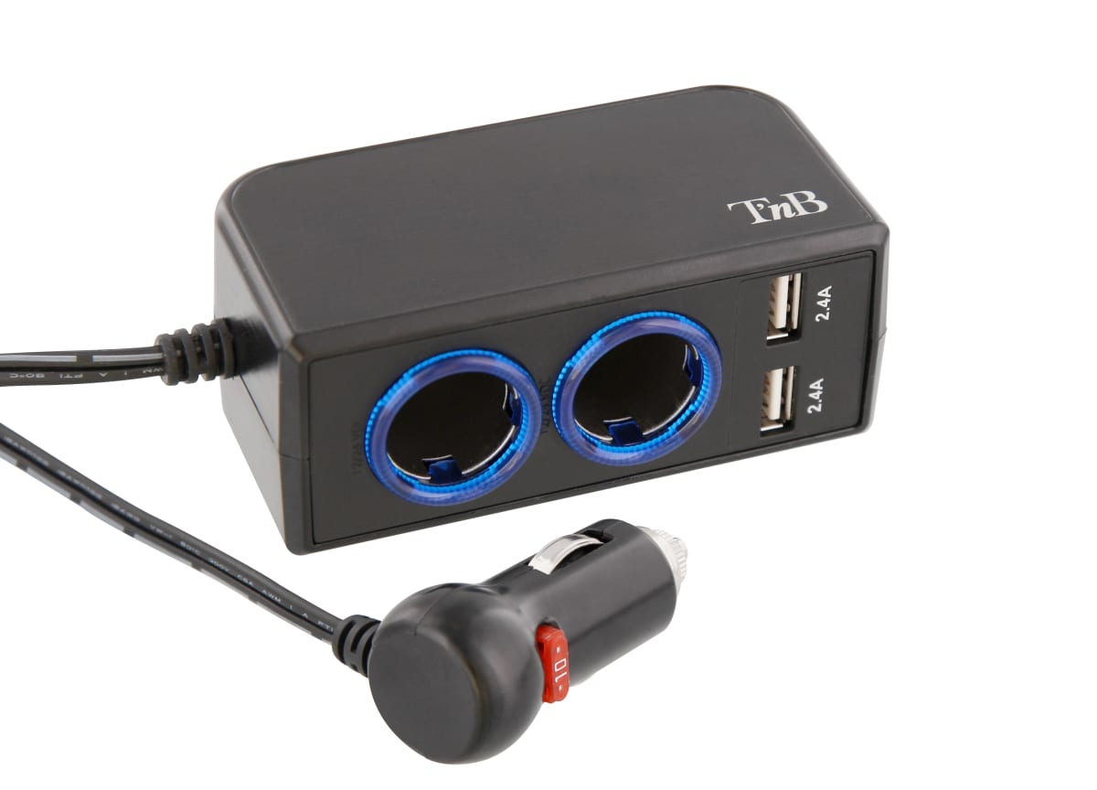 2XUSB-A 24W car charger + 2 cigar lighter charger ports