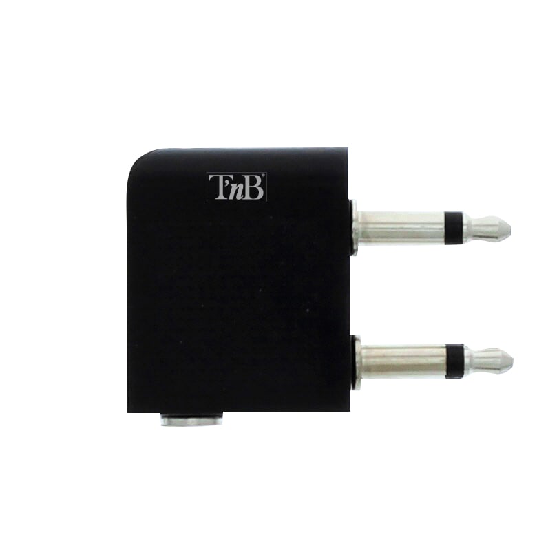 Jack 3,5mm male / 2 jack 3,5mm female audio airplane adapter 