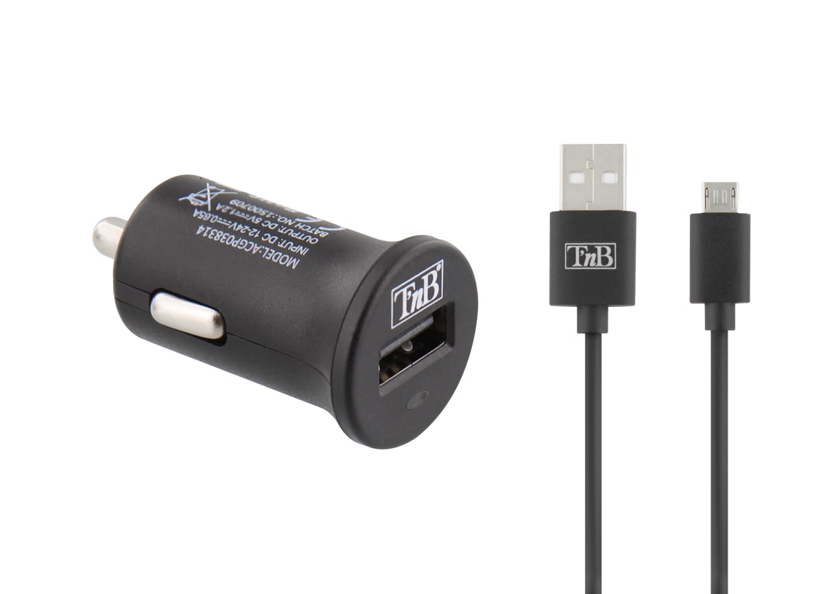 Cargador de encendedor de cigarrillos 1XUSB-A 6W + cable micro USB