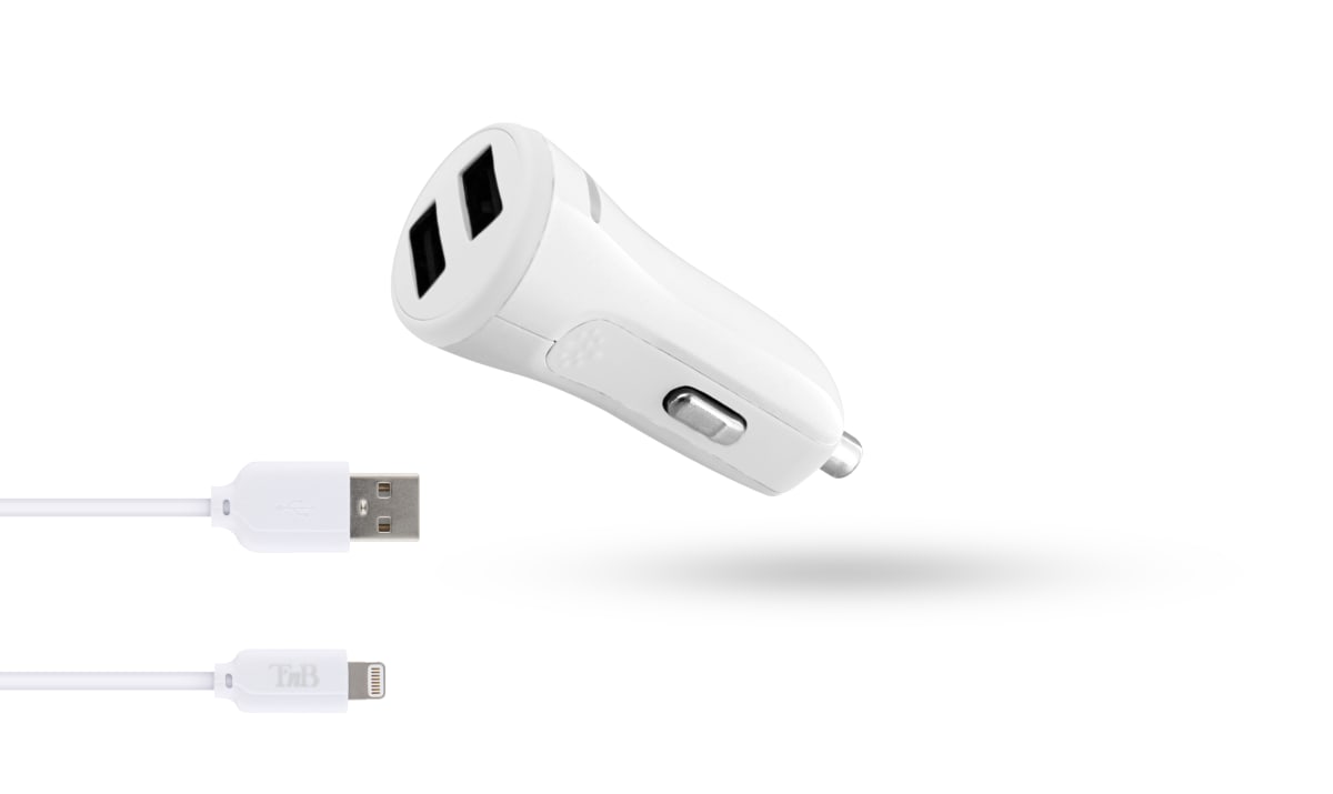 Chargeur allume-cigare 2XUSB-A 17W + câble Lightning