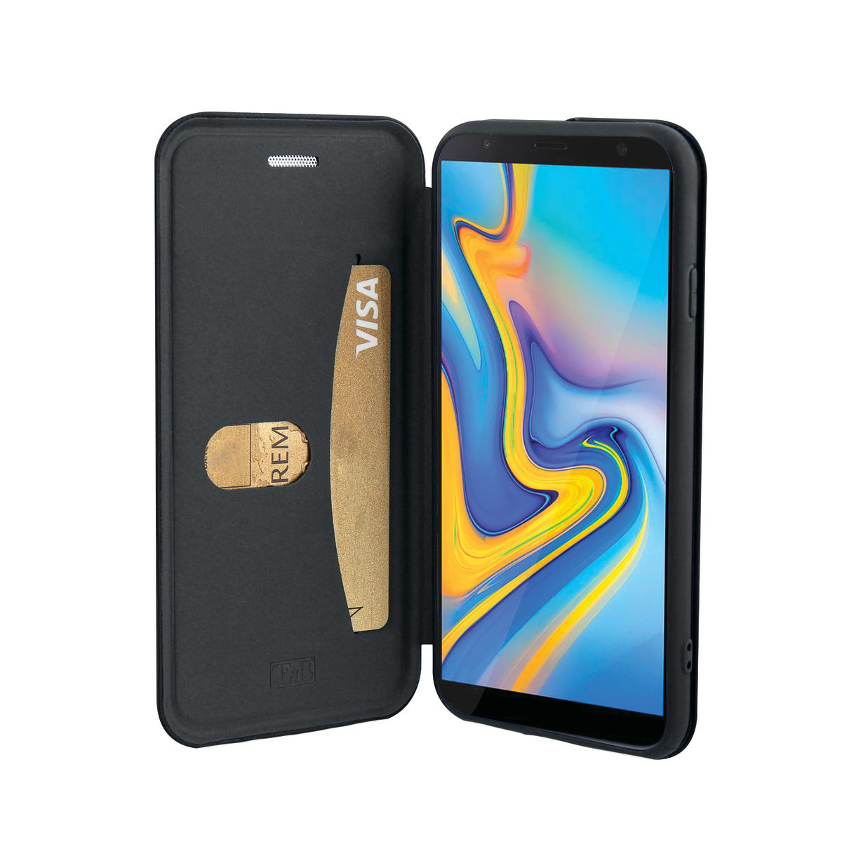 Premium folio case for Samsung Galaxy J6 Plus.