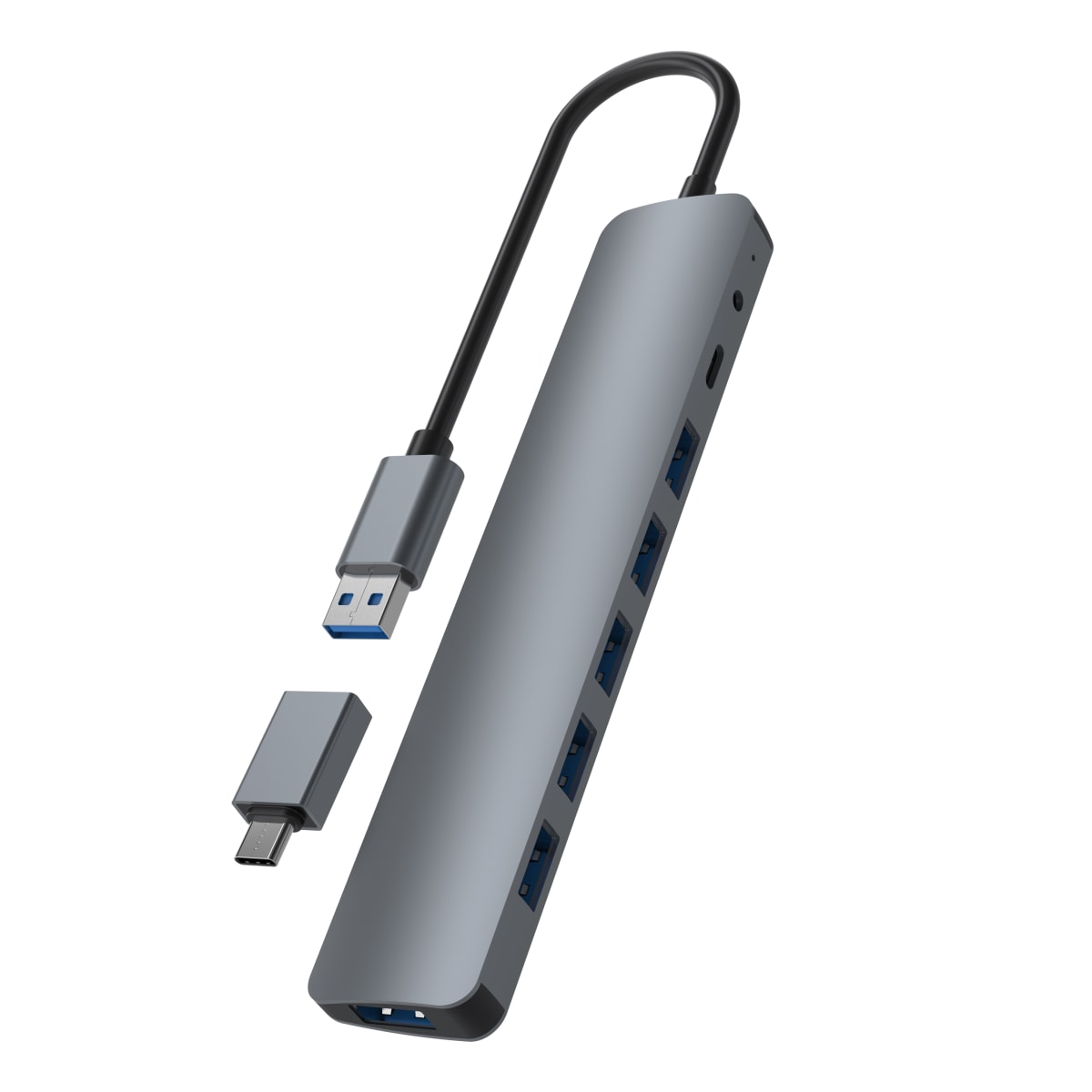 Hub USB-A in aluminium to 7x USB-A with power supply