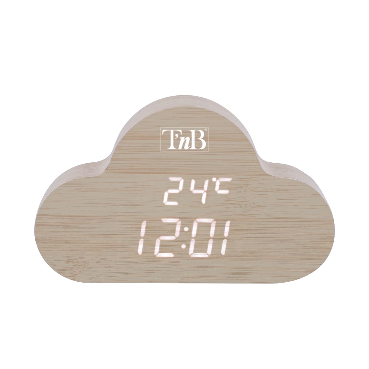 Cloud LED wake-up light, wood finish