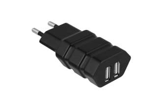 CARGADOR DE RED 2 X USB 2.4A NEGRO