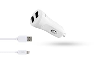 Cargador de mechero 2XUSB-A 17W + cable Lightning