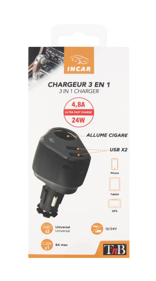 Chargeur allume-cigare 12 / 24 V 2 x USB – 4,8A