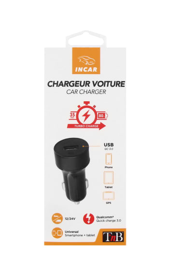 Chargeur allume-cigare 1XUSB-A 18W quick charge - T'nB