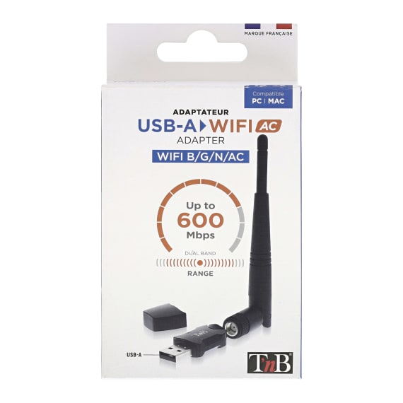 Clé WiFi USB Wireless Adaptateur 600Mbps Dongle 2.4/ 5GHz Double Bande  Antenne