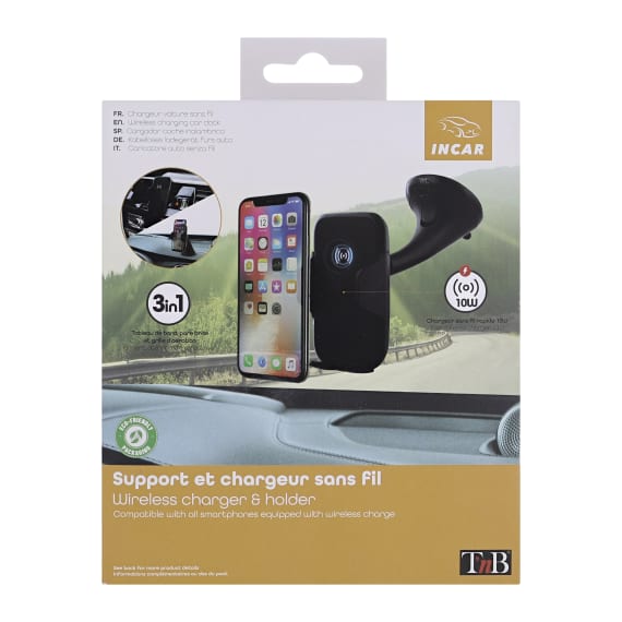 Support charge induction 10W mâchoire ventouse et grille d