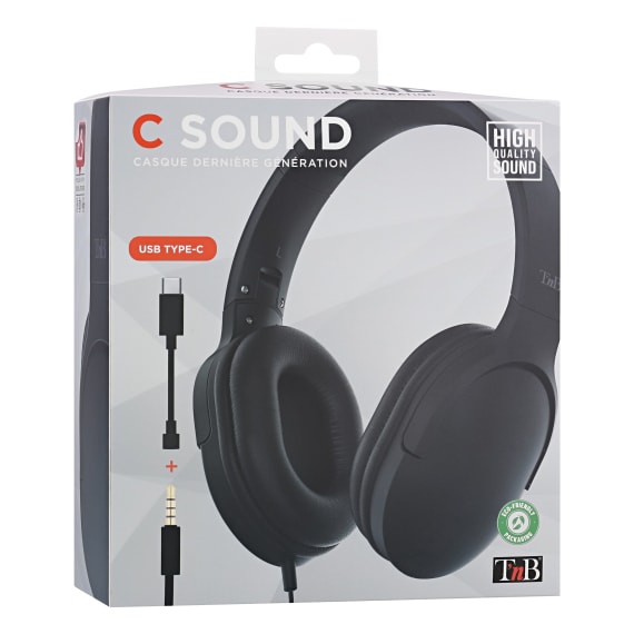 Casque Filaire USB Type-C / Jack C-SOUND NOIR - T'nB