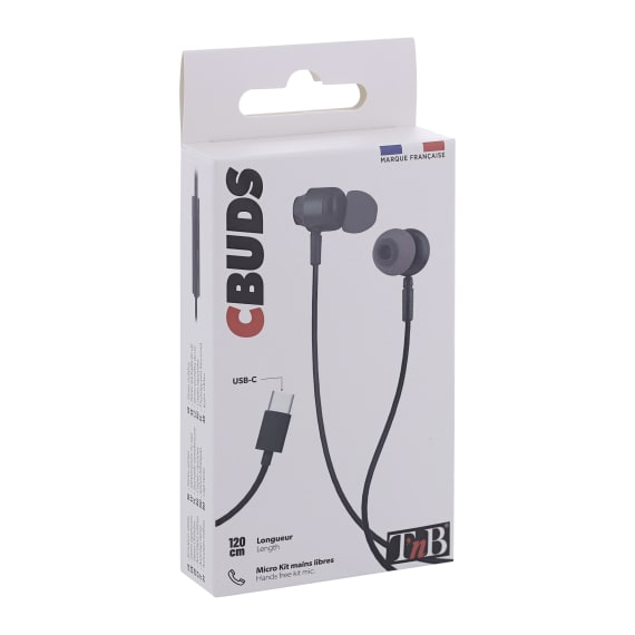 Auriculares con cable tipo c negros