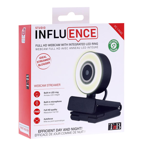 Webcam streamer 1080 P avec anneau LED intégré - INFLUENCE - T'nB