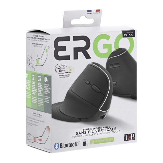 Wireless vertical ergonomic mouse rechargeable - T'nB