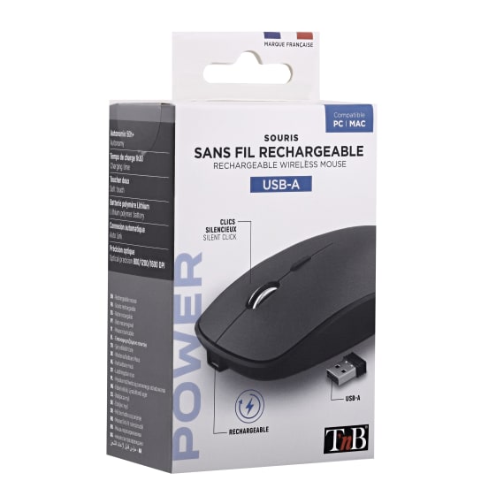 Souris sans fil rechargeable RUBBY - T'nB