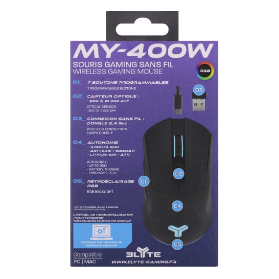 ELYTE - Souris Gamer Sans fil MY-400W - T'nB