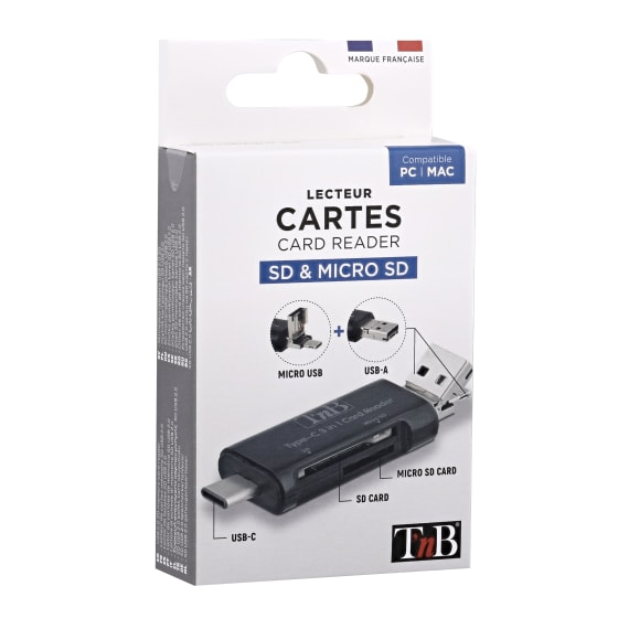 Lecteur de carte SD/Micro SD USB-A/Micro USB/ Type-C 3.1