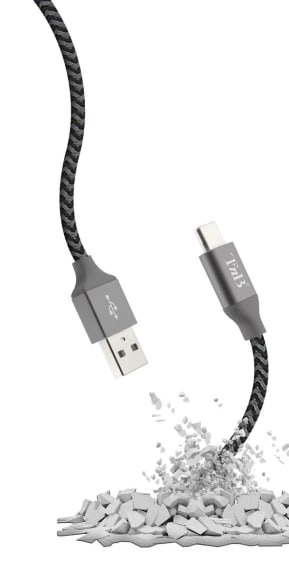 CABLE RENFORCE USB-A VERS USB-C 2M NOIR