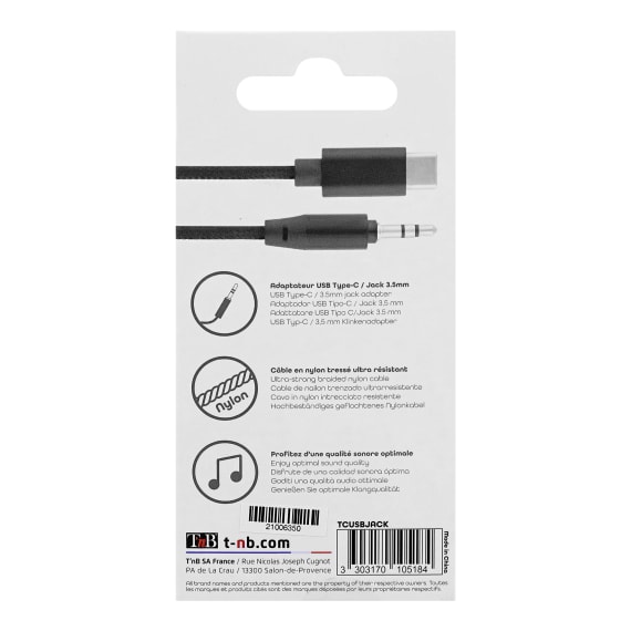 USB-C to 3.5mm jack cable - T'nB