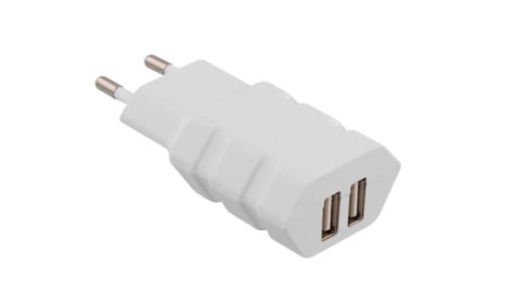 MAINS CHARGER 2 x USB 2.4A-WHITE WHITE