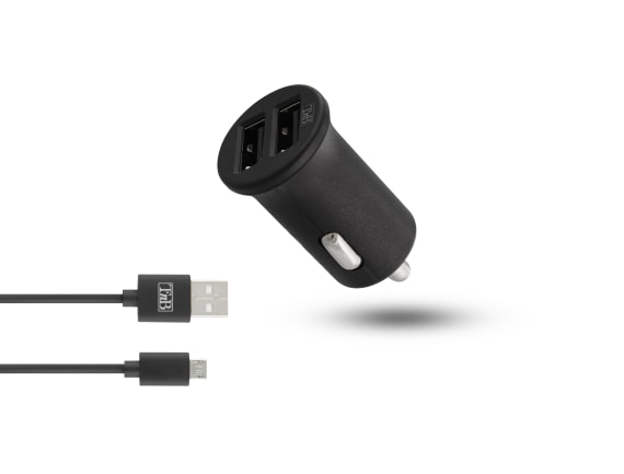 Cargador de mechero 2XUSB-A 12W + cable micro USB