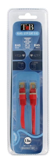 RJ45 CROISE STP 5E ROUGE 1.5M MALE-MALE