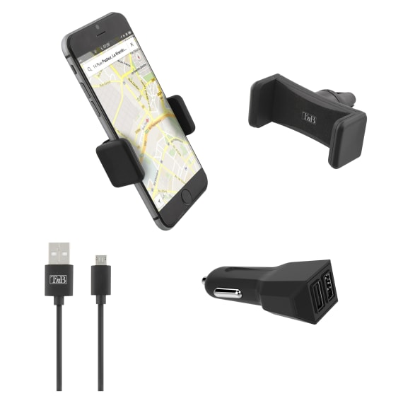 3 in 1 car pack 2XUSB-A 20W charger + air vent grid holder + micro USB cable