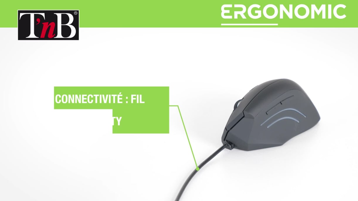 T'NB - Souris Ergonomique Filaire, Large Et Ultra Confortable, Souris  Optique pour Droitiers avec 1600 DPI, Compatible avec Les Ordinateurs  Portables, PC/Mac – Noir : : Informatique