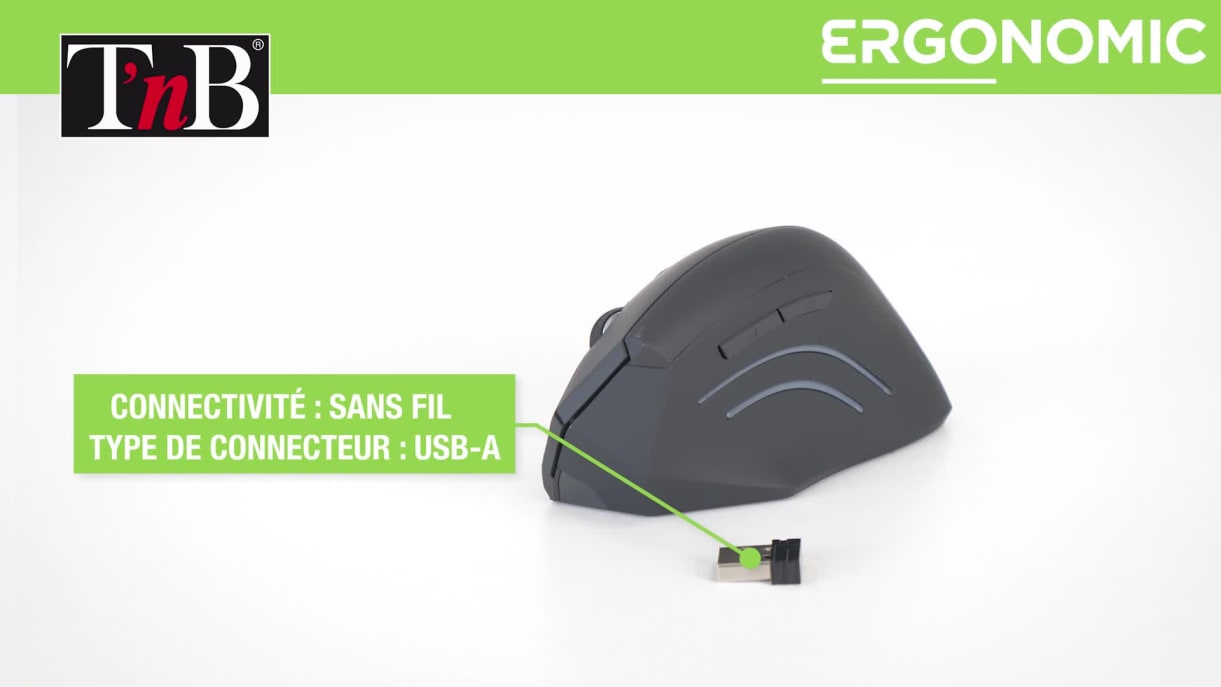 T'nB Ergo Line - Pack souris sans fil + tapis - noir Pas Cher