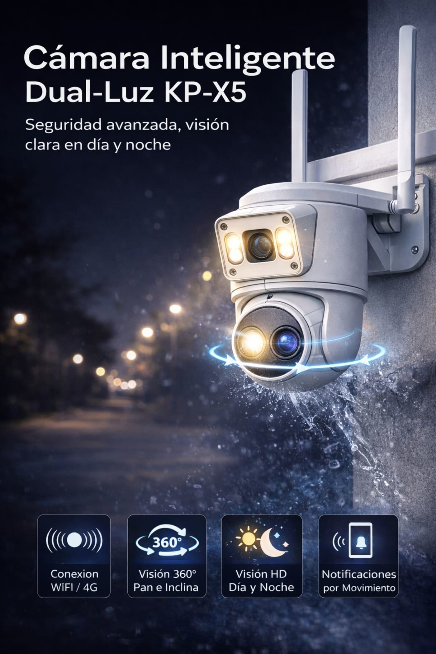 Cámara de Seguridad Dual-Luz WiFi/4G