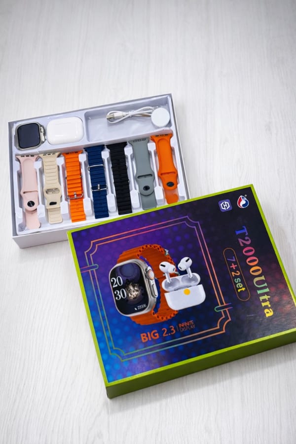 Combo Smartwatch + Audífonos + 7 Manillas