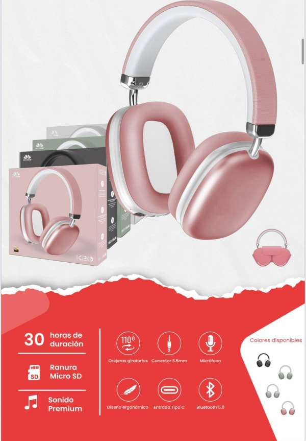 Audífonos K20 Bluetooth con Micro SD