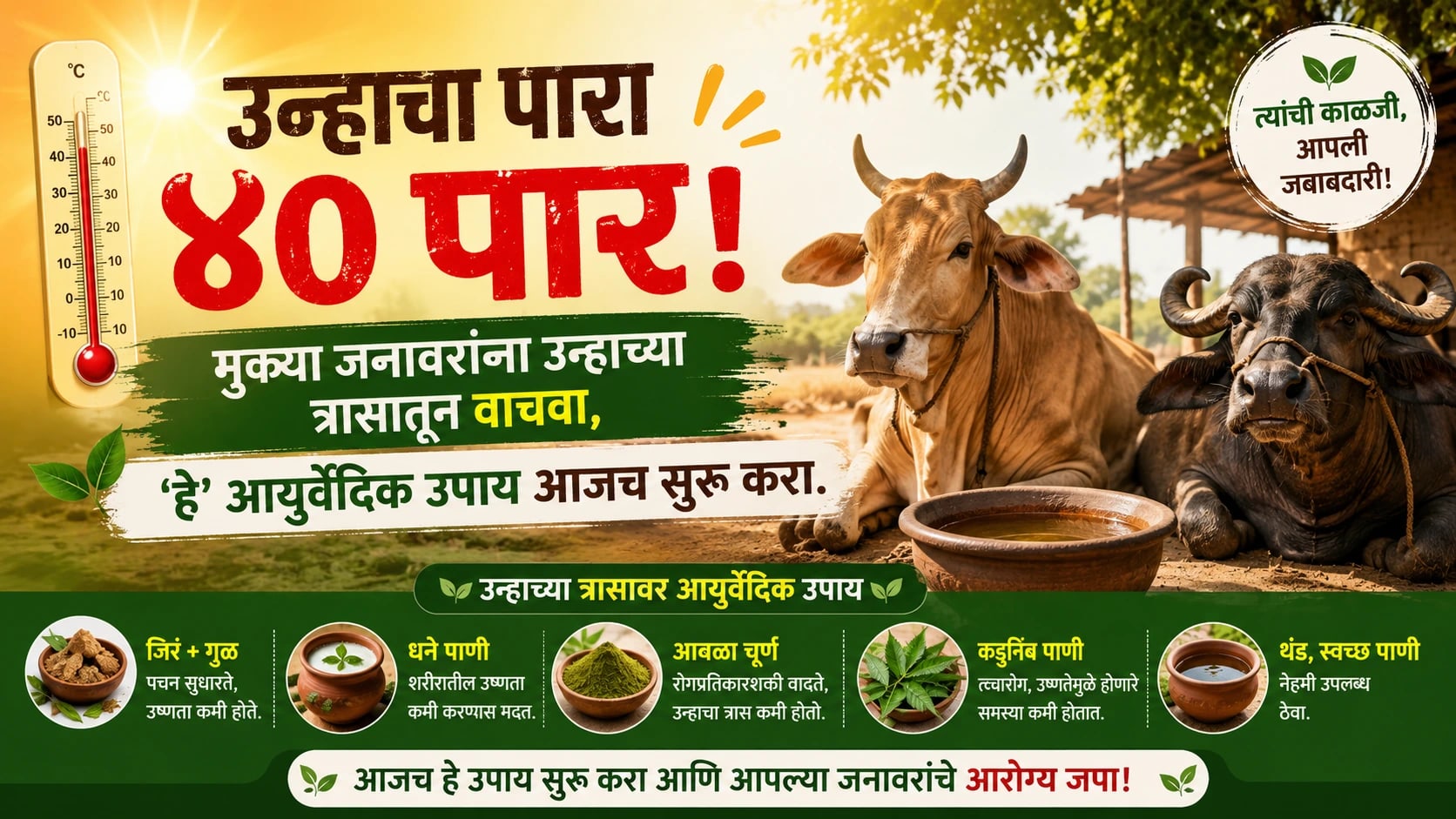उन्हाचा पारा ४० पार! मुक्या जनावरांना उन्हाच्या त्रासातून वाचवा, 'हे' आयुर्वेदिक उपाय आजच सुरू करा