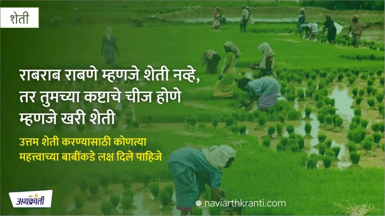 उत्तम शेती करण्यासाठी कोणत्या महत्वाच्या बाबींकडे लक्ष दिले पाहिजे.