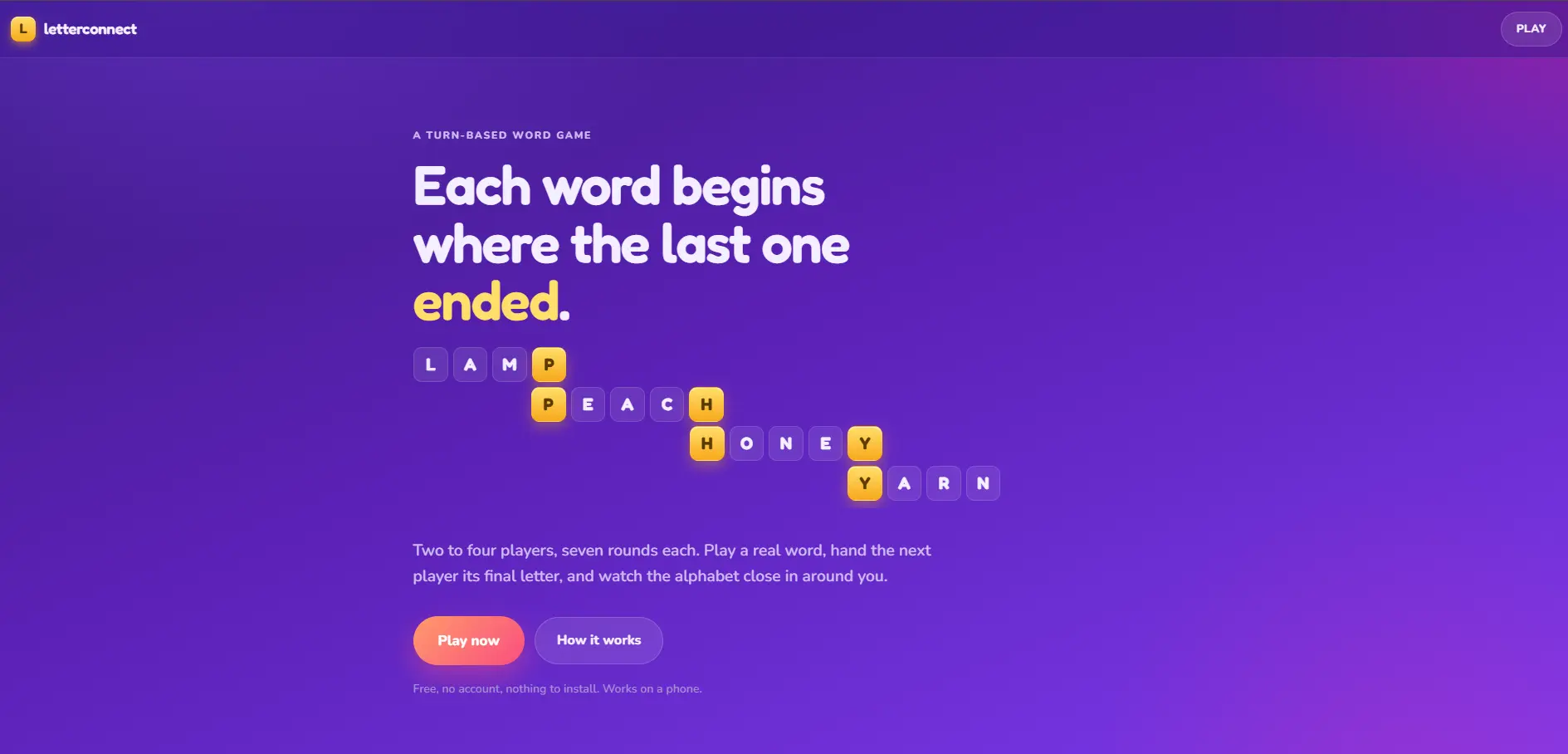 Gameplay screen of the Letter Game