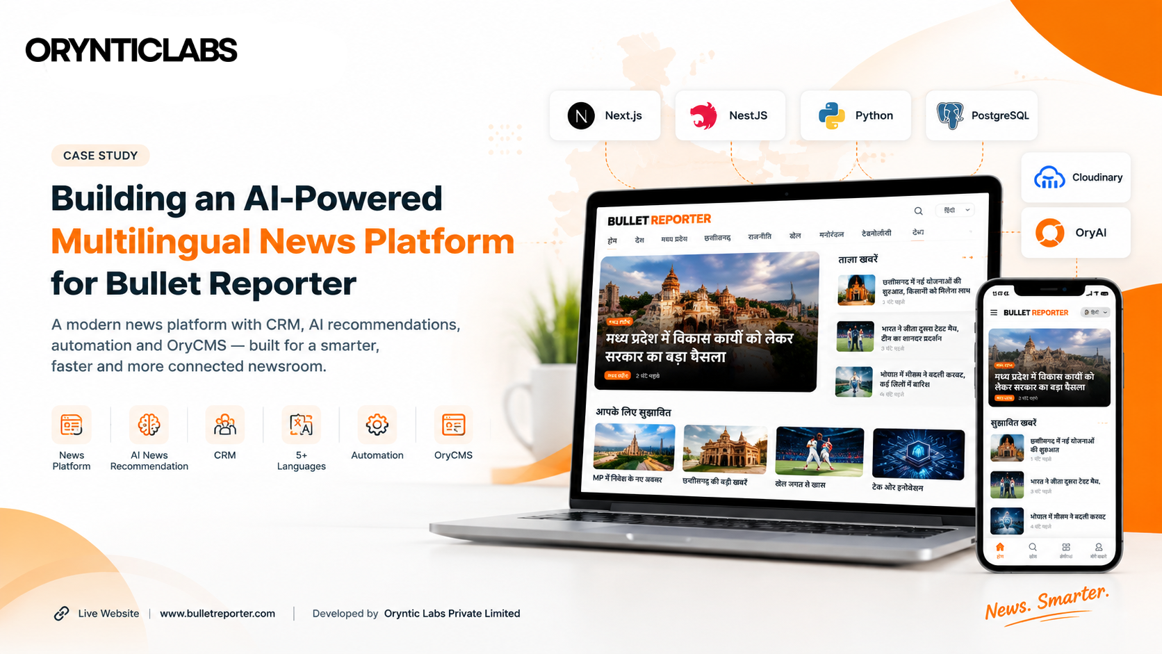 Building an AI-Powered Multilingual News Platform for Bullet Reporter - Case study by Oryntic Labs