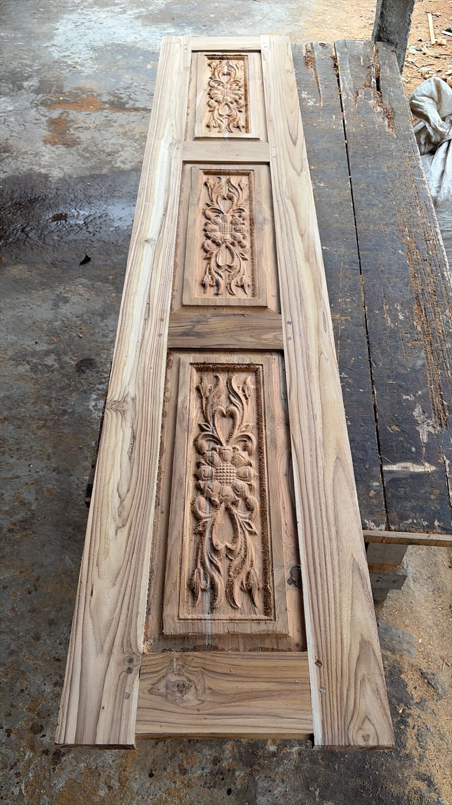 Three Panel Carved Door