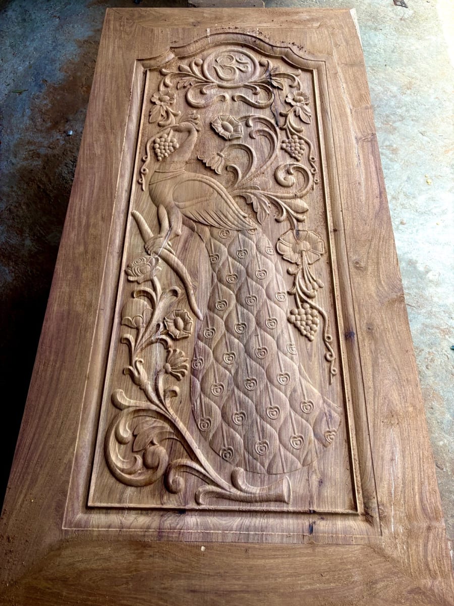 Peacock Carved Door