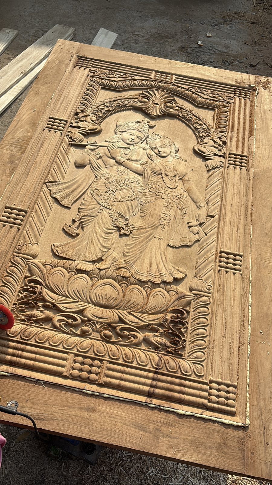 Radha Krishna Carved Door
