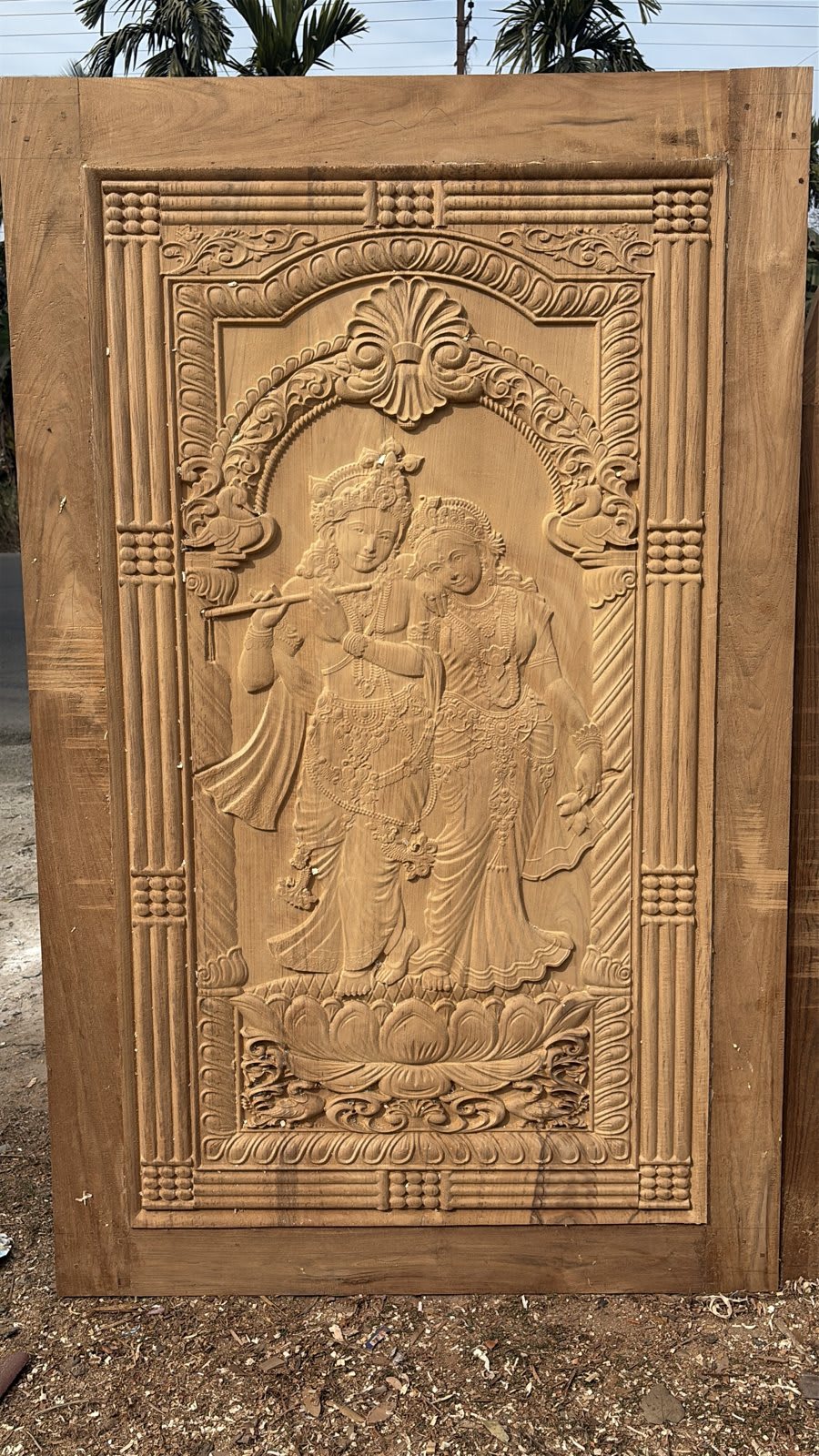 Radha Krishna Carved Door
