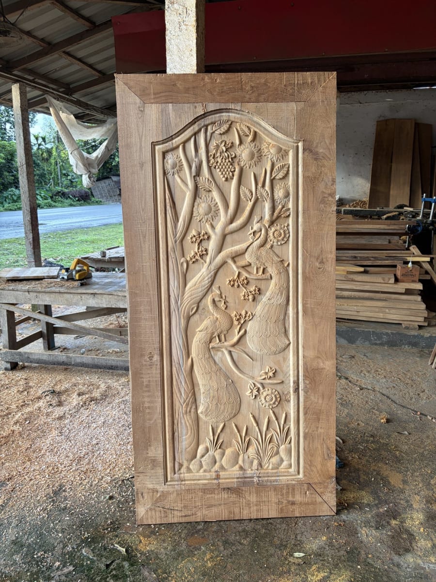 Peacock Carved Door
